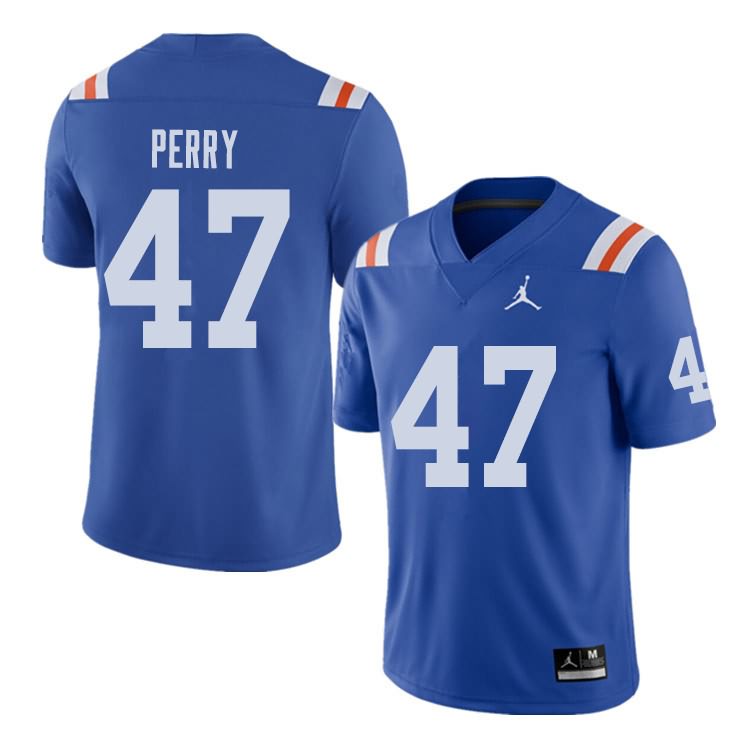 Men's NCAA Florida Gators Austin Perry #47 Stitched Authentic Alternate Jordan Brand Royal Throwback College Football Jersey FIL1865PN